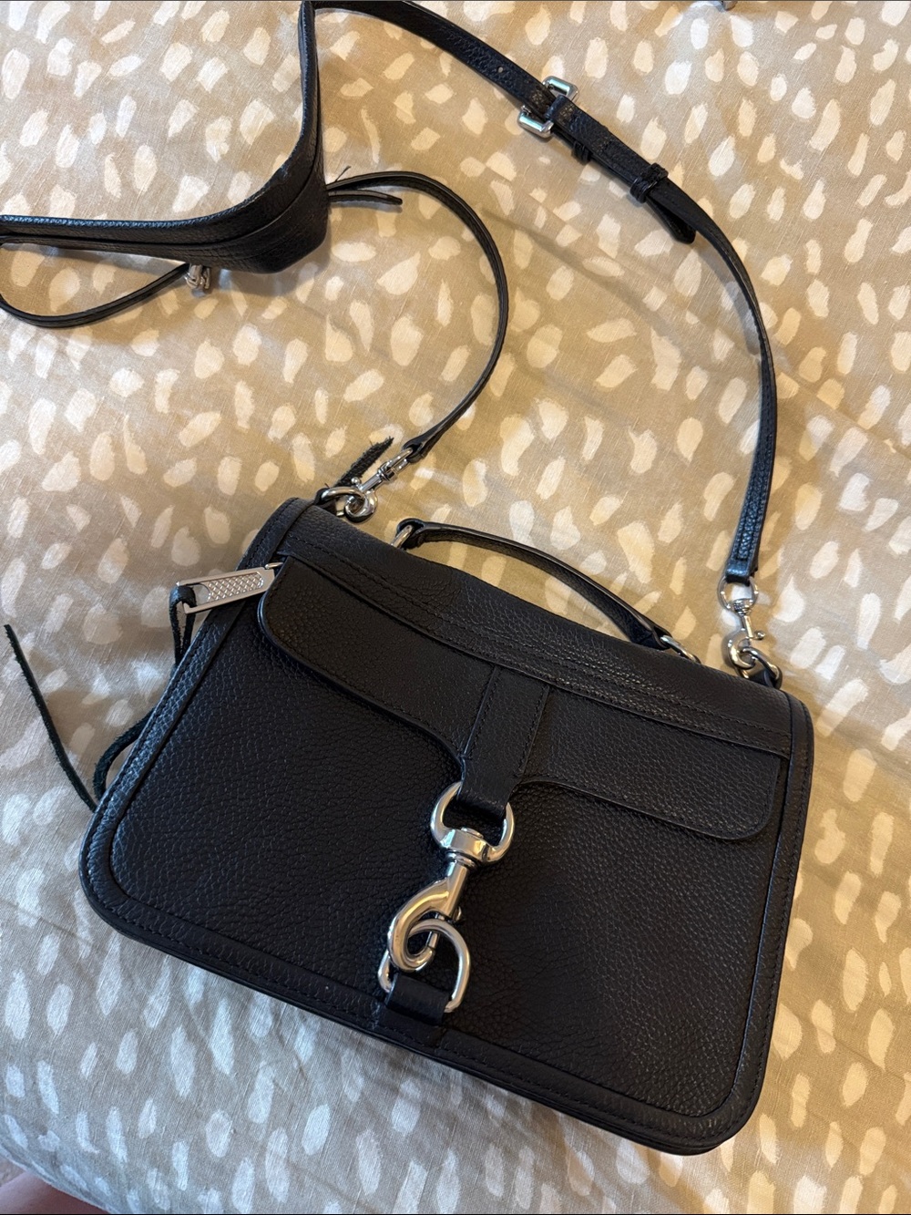 Rebecca Minkoff Black Pebbled Leather Satchel with Silver Hardware